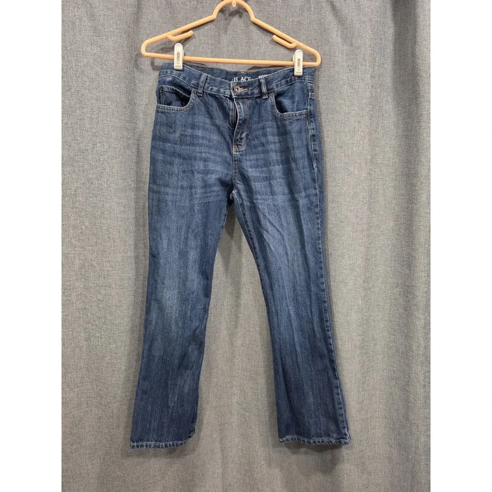 The Children's Place Boys Bootcut Jeans Size 14 Husky Adjustable Waist Blue